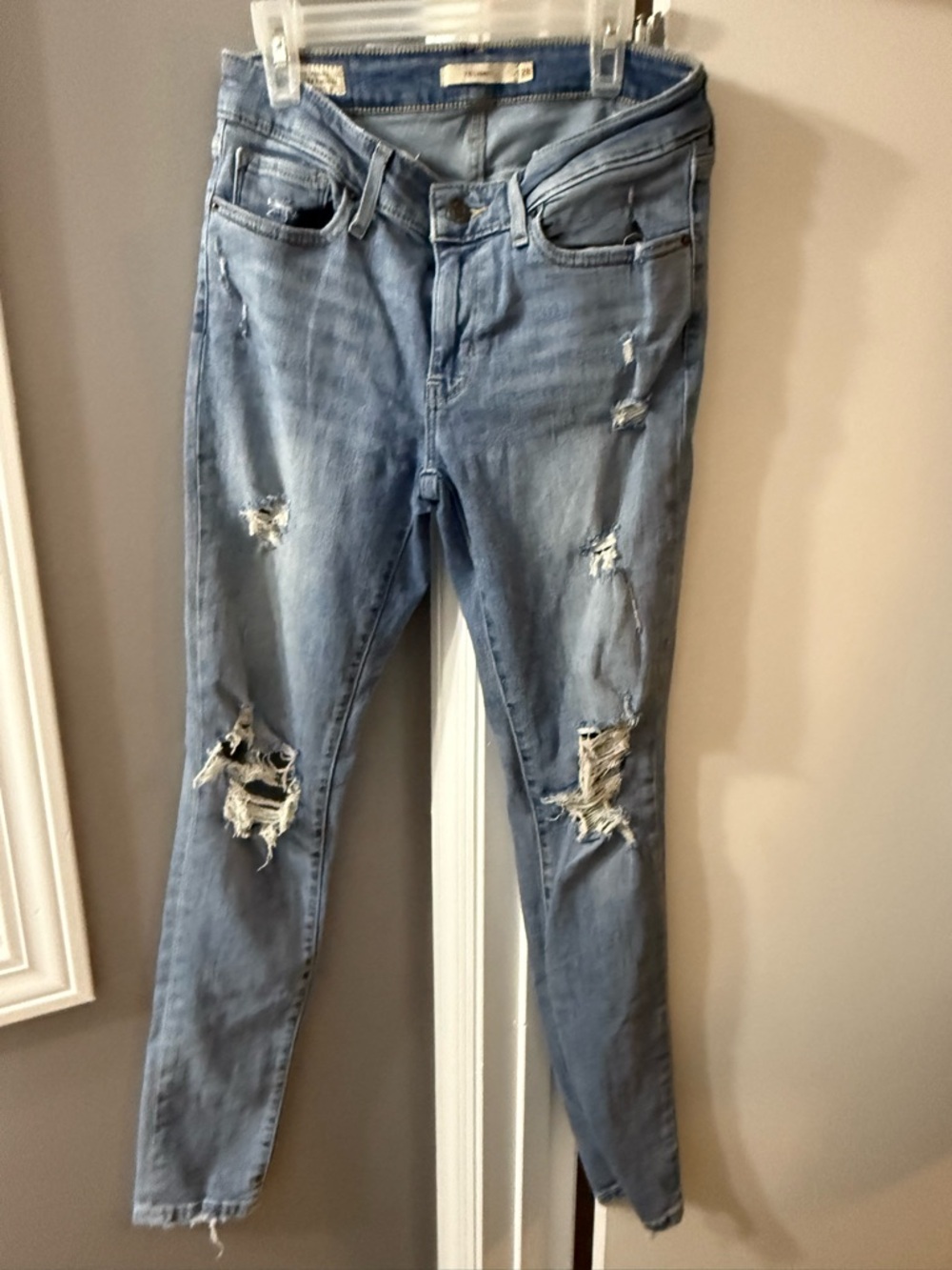 Levi's Light Blue Distressed Skinny Jeans